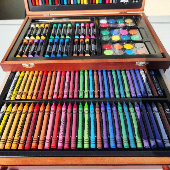 NEW LARGE Wood Box Art Kit Painting Drawing Supplies Set School Storage Box Org - Picture 12 of 16